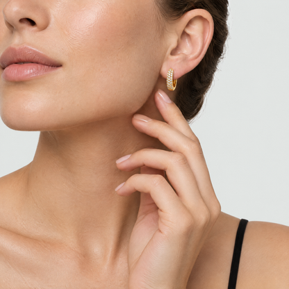 Leona Gold Crystal Hoop Earrings