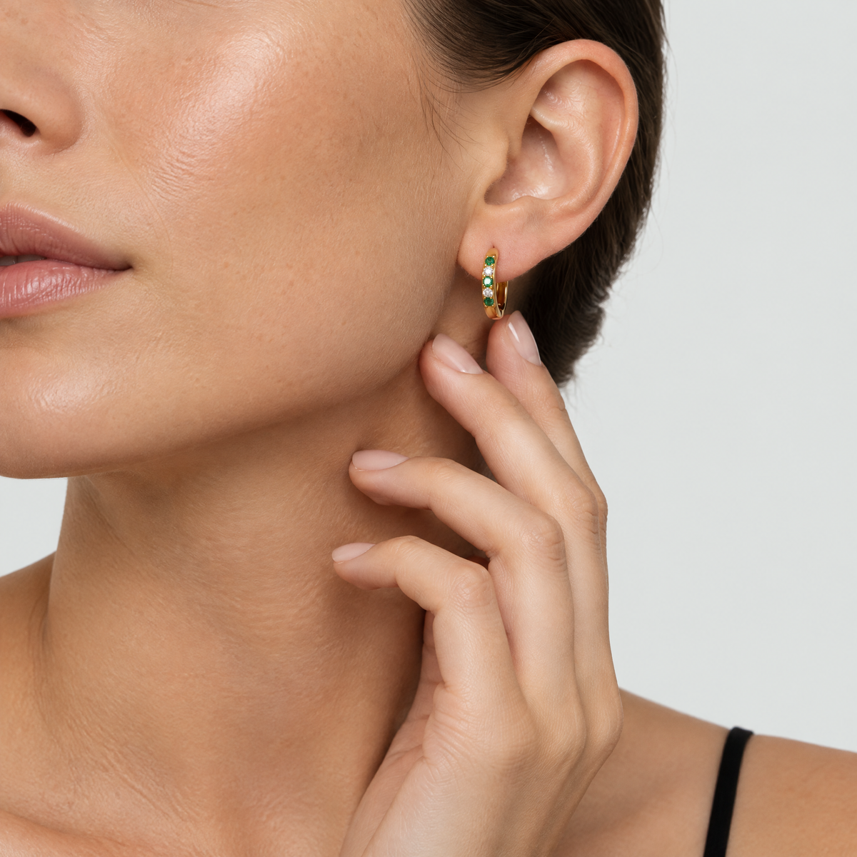 Violet Gold Crystal Hoop Earrings