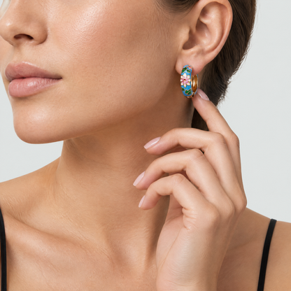 Blair Floral Gold Hoop Earrings