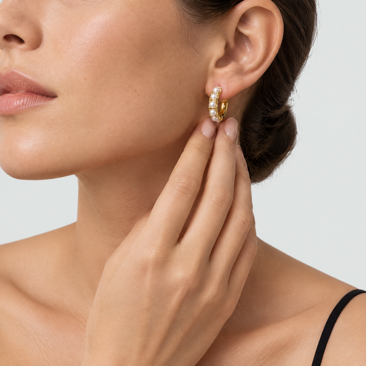 Maren Gold Pearl Huggie Earrings