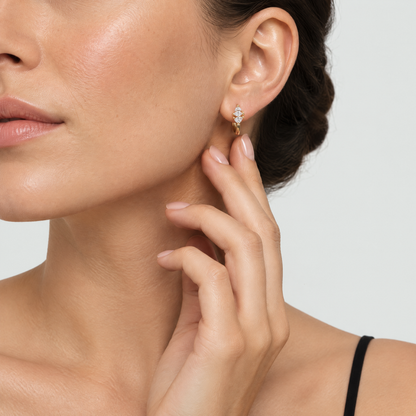 Mira Gold Crystal Huggie Earrings