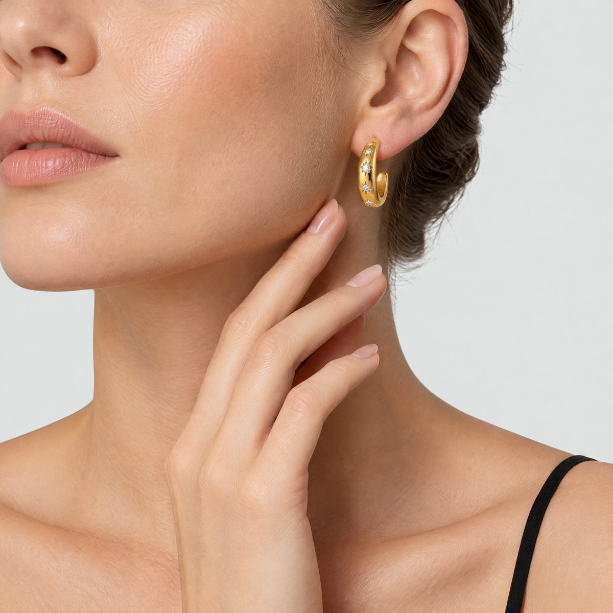 Astrid Gold Star Crescent Earrings