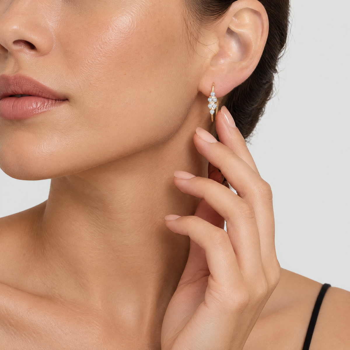 Coralie Crystal Cluster Earrings - Gold