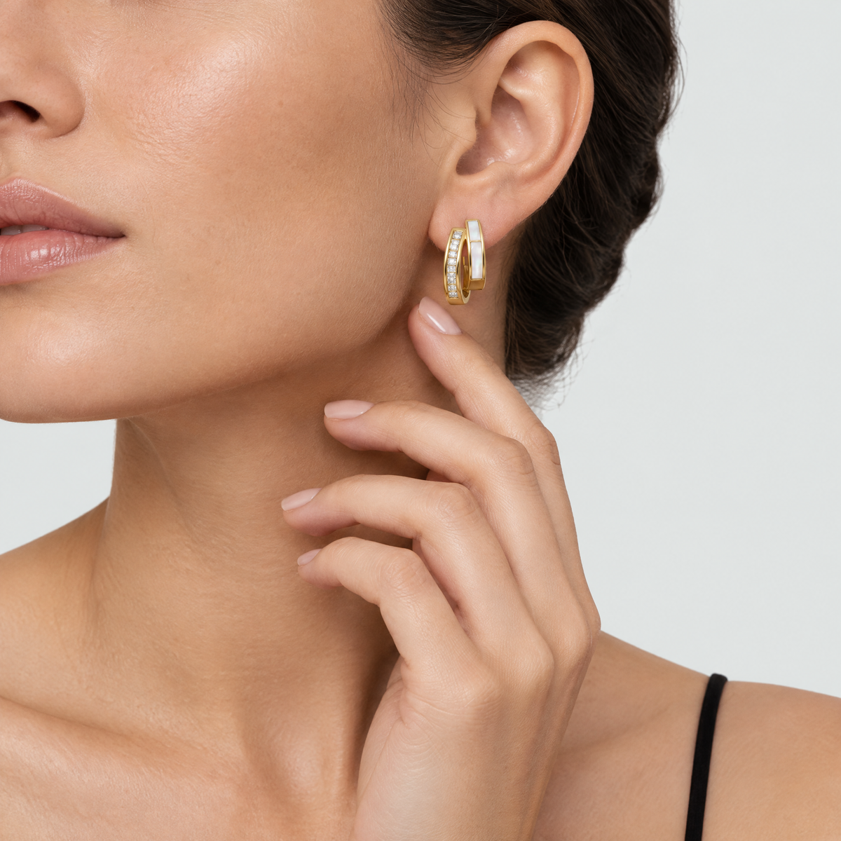 Ines Gold Crystal Hoop Earrings