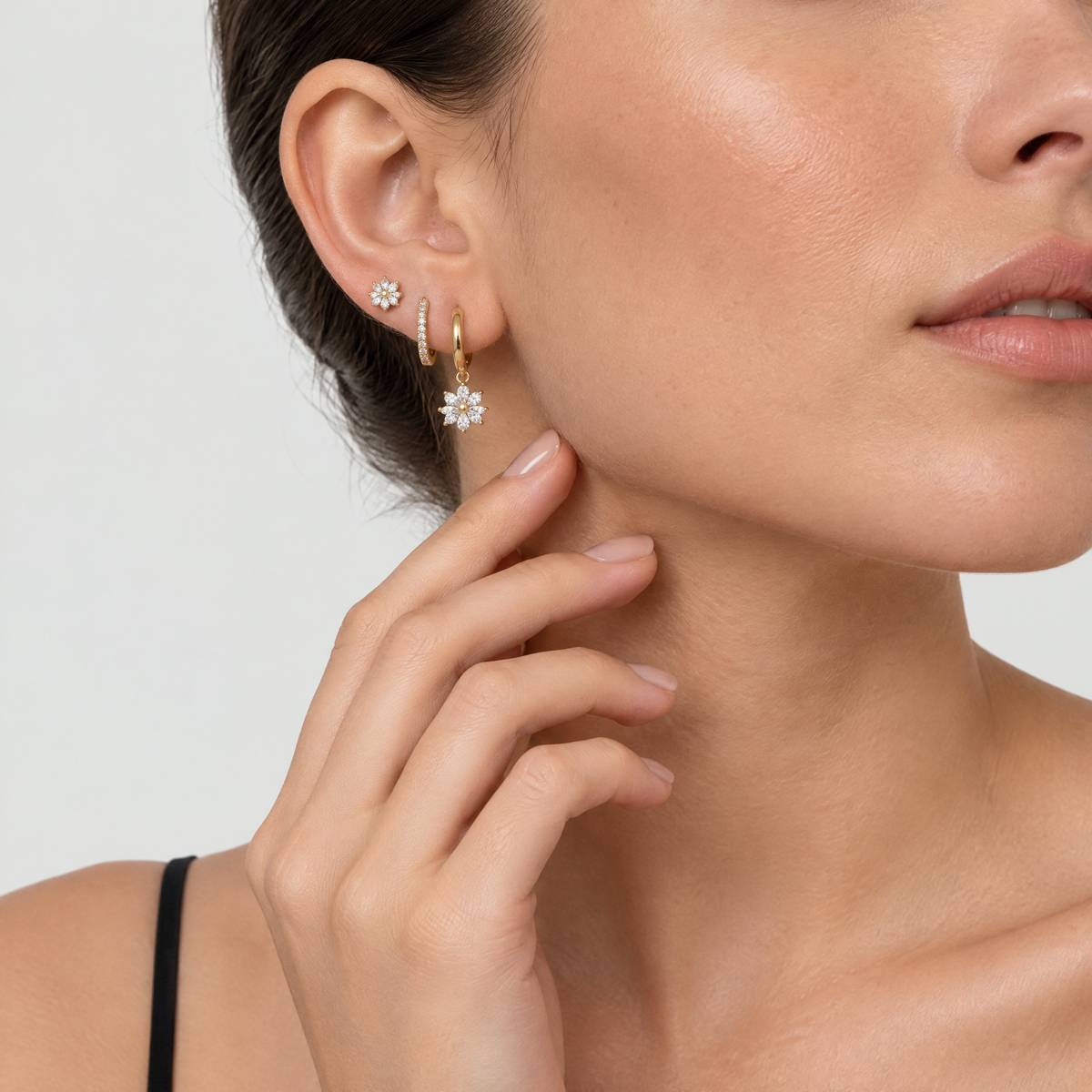 Daphne Floral Crystal Earrings Set