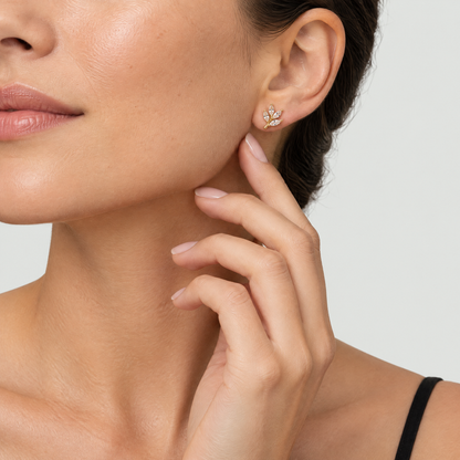 Hazel Gold Leaf Stud Earrings