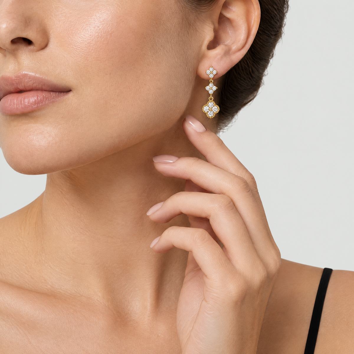 Rhea Gold Crystal Statement Earrings