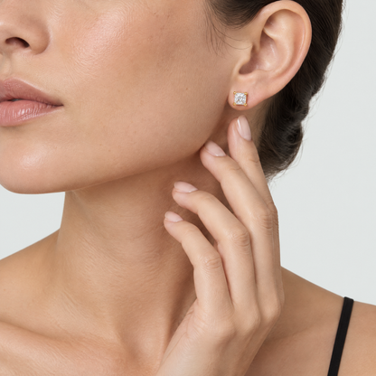Nadia Gold Square Stud Earrings