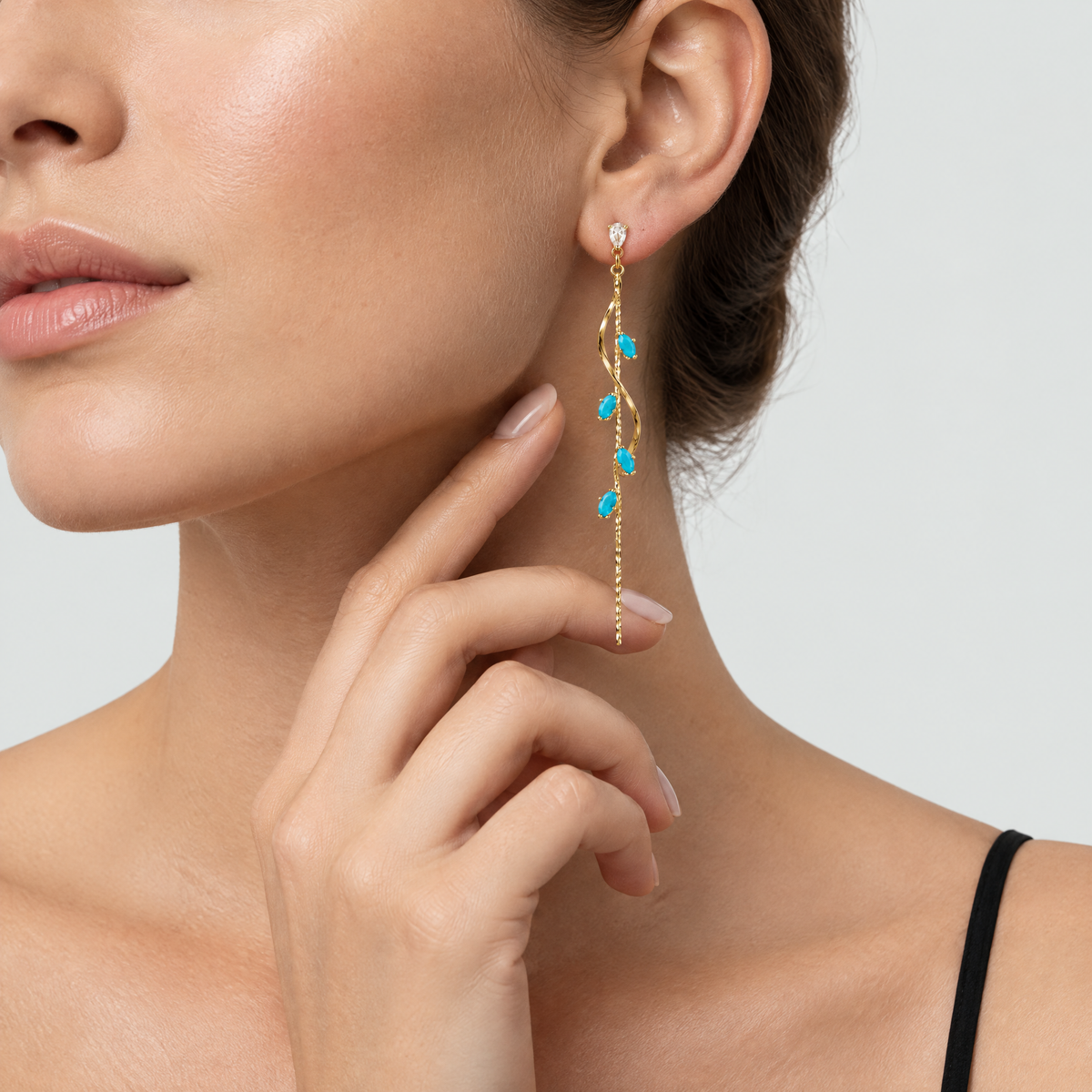 Iris Gold Turquoise Drop Earrings