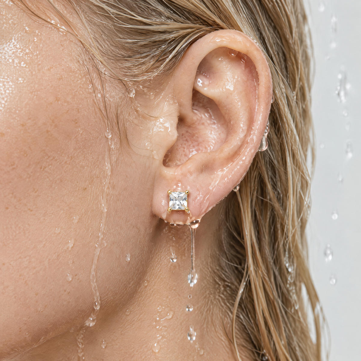 Nadia Gold Square Stud Earrings