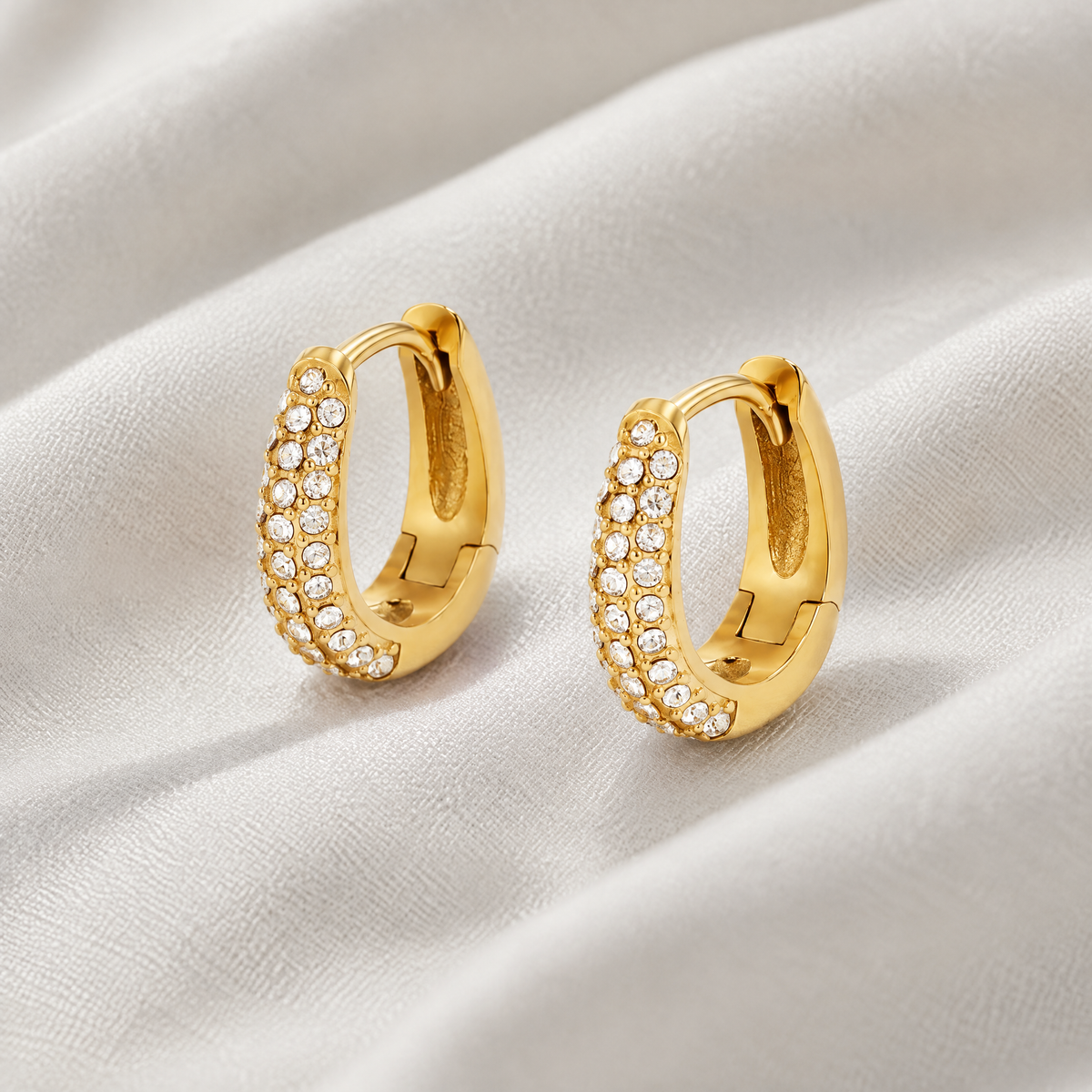 Leona Gold Crystal Hoop Earrings