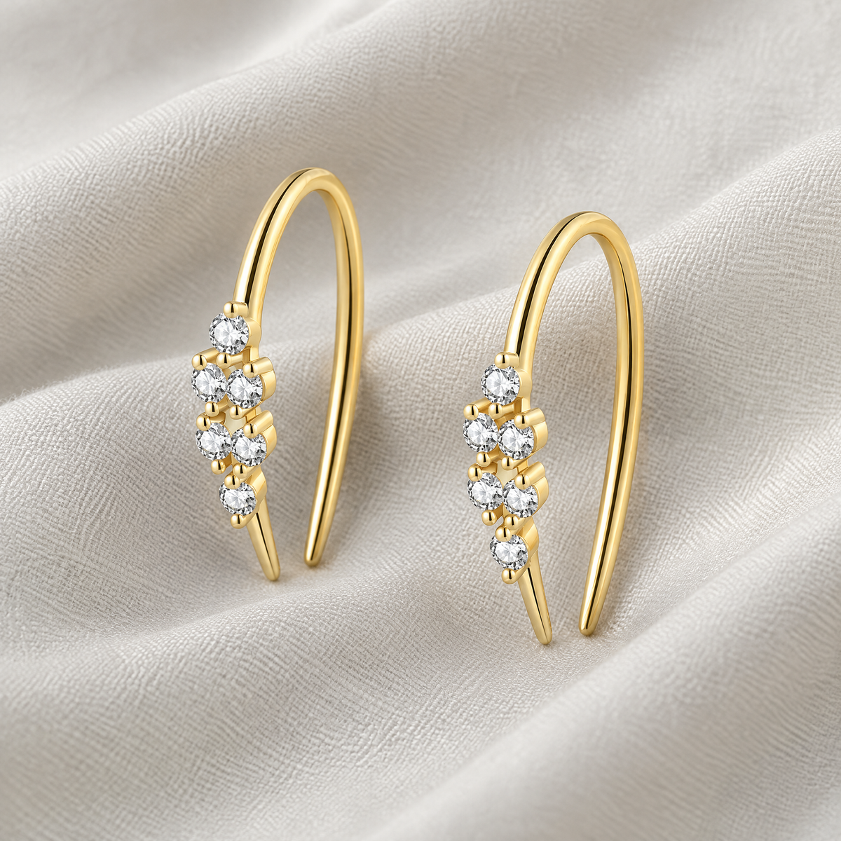 Coralie Crystal Cluster Earrings - Gold