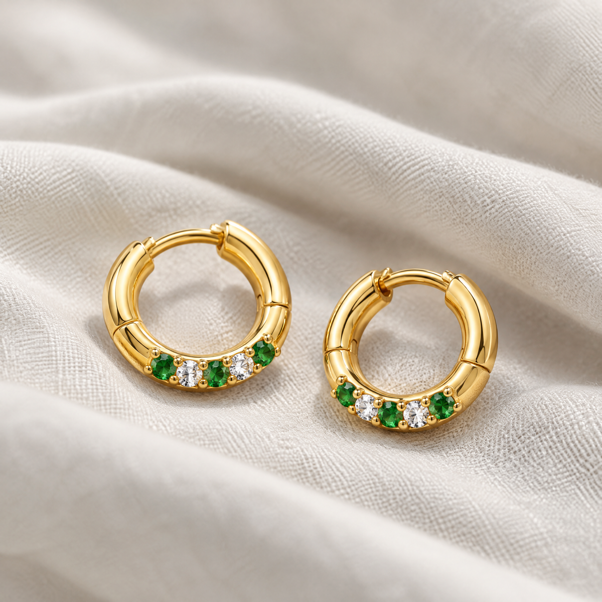 Violet Gold Crystal Hoop Earrings