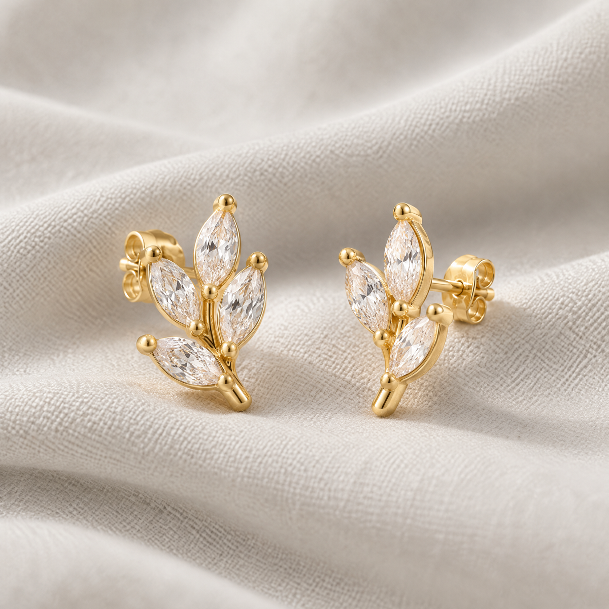 Hazel Gold Leaf Stud Earrings