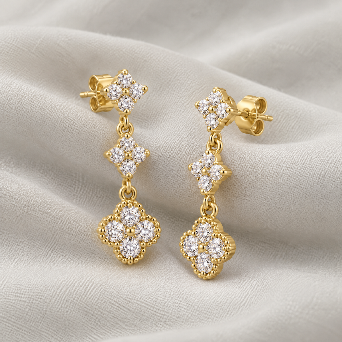 Rhea Gold Crystal Statement Earrings