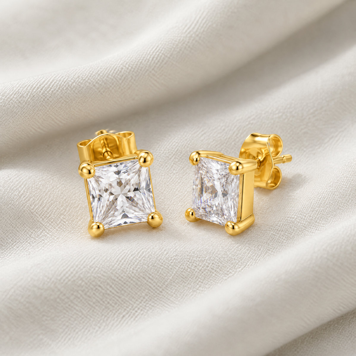 Nadia Gold Square Stud Earrings