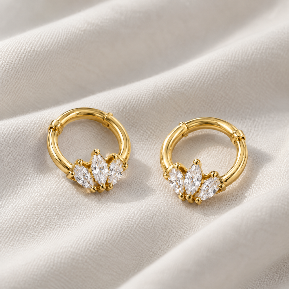 Mira Gold Crystal Huggie Earrings