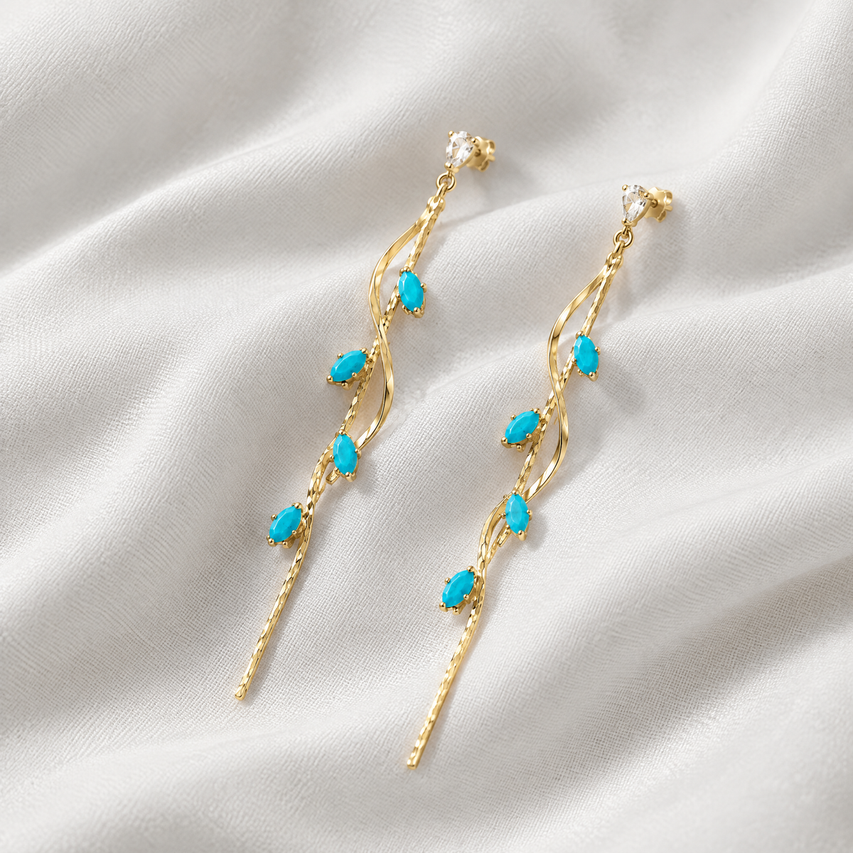 Iris Gold Turquoise Drop Earrings