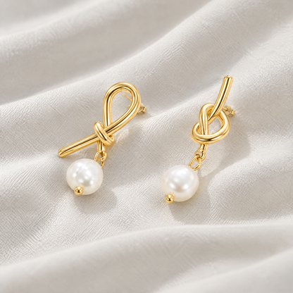 Aria Gold Pearl Earrings