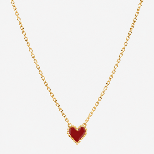 Ruby Heart Gold Necklace