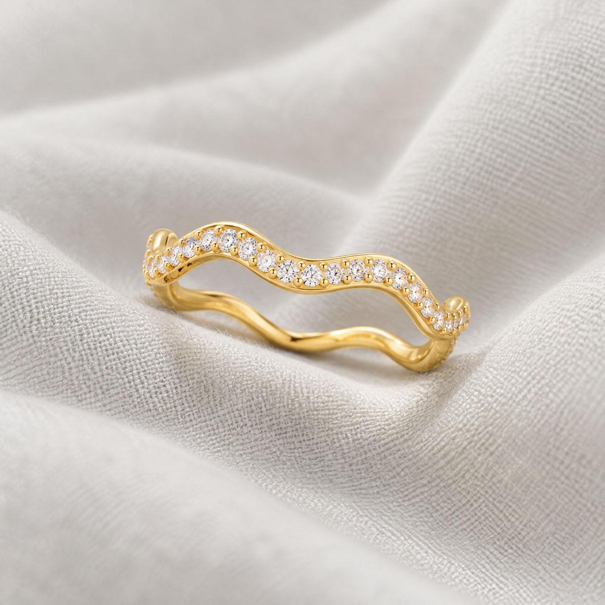 Amber Gold Wave Ring