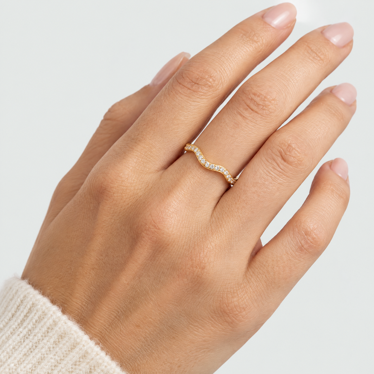 Amber Gold Wave Ring