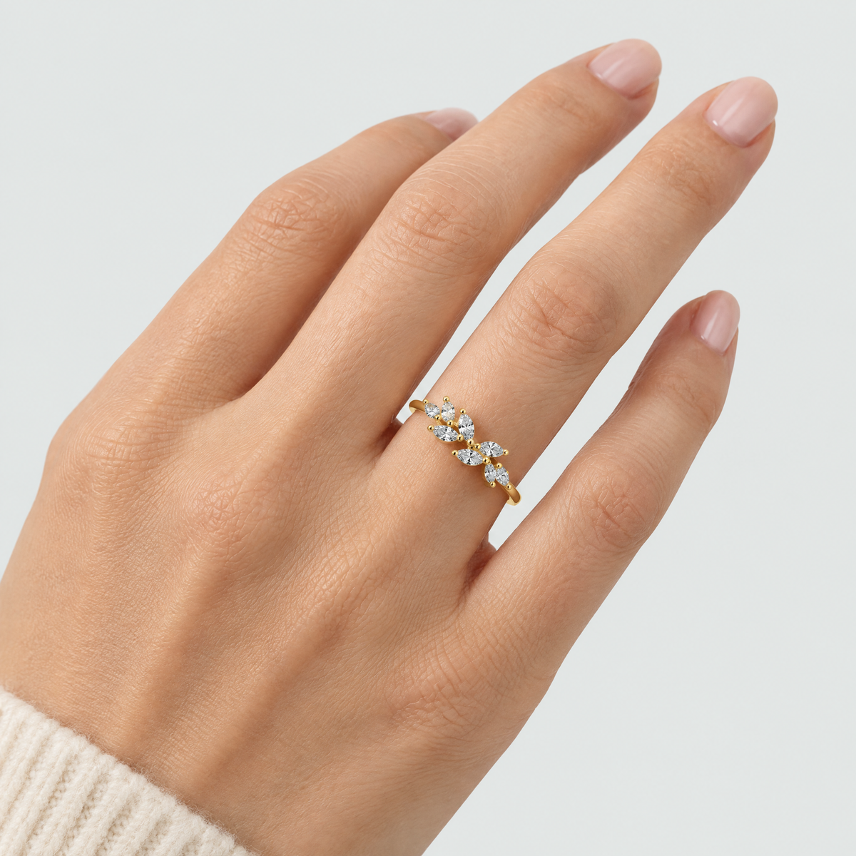 Riley Leaf Crystal Ring