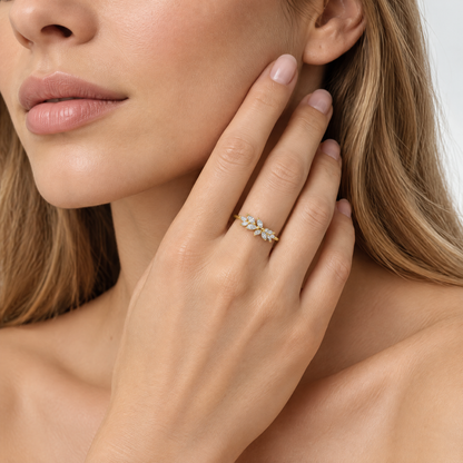 Riley Leaf Crystal Ring