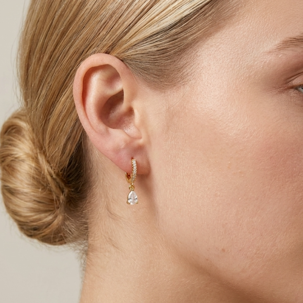 Juliette Gold Crystal Hoop Earrings - Gold