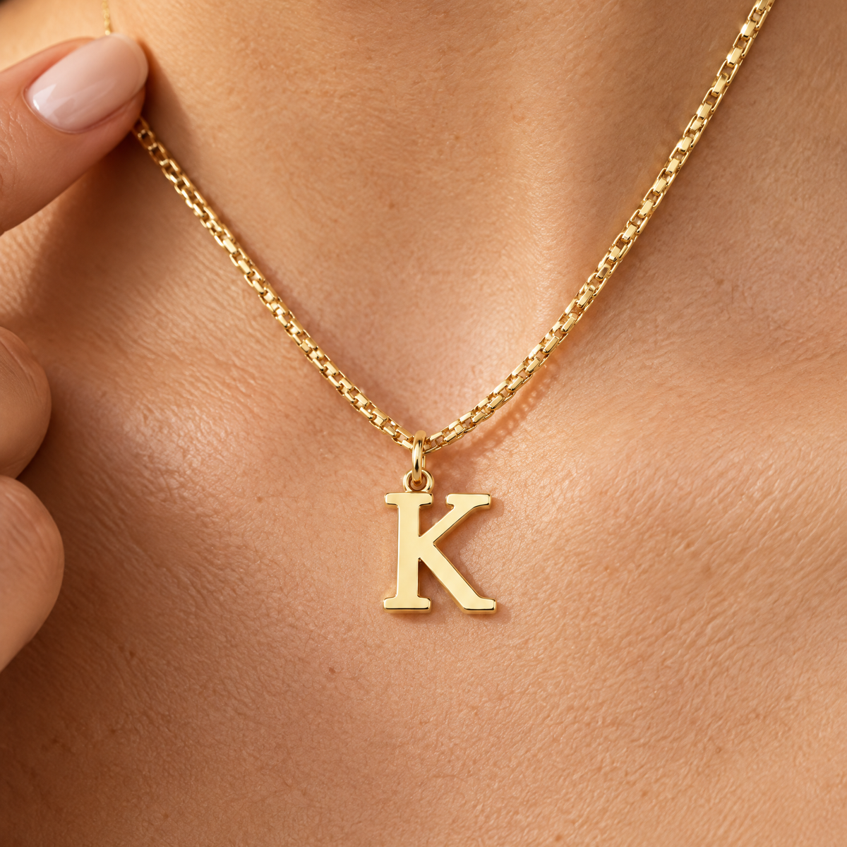 Initial Gold Pendant Necklace