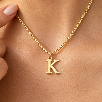 Initial Gold Pendant Necklace