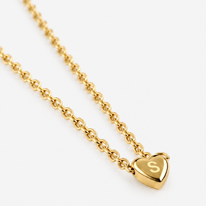 Initial Heart Pendant Necklace