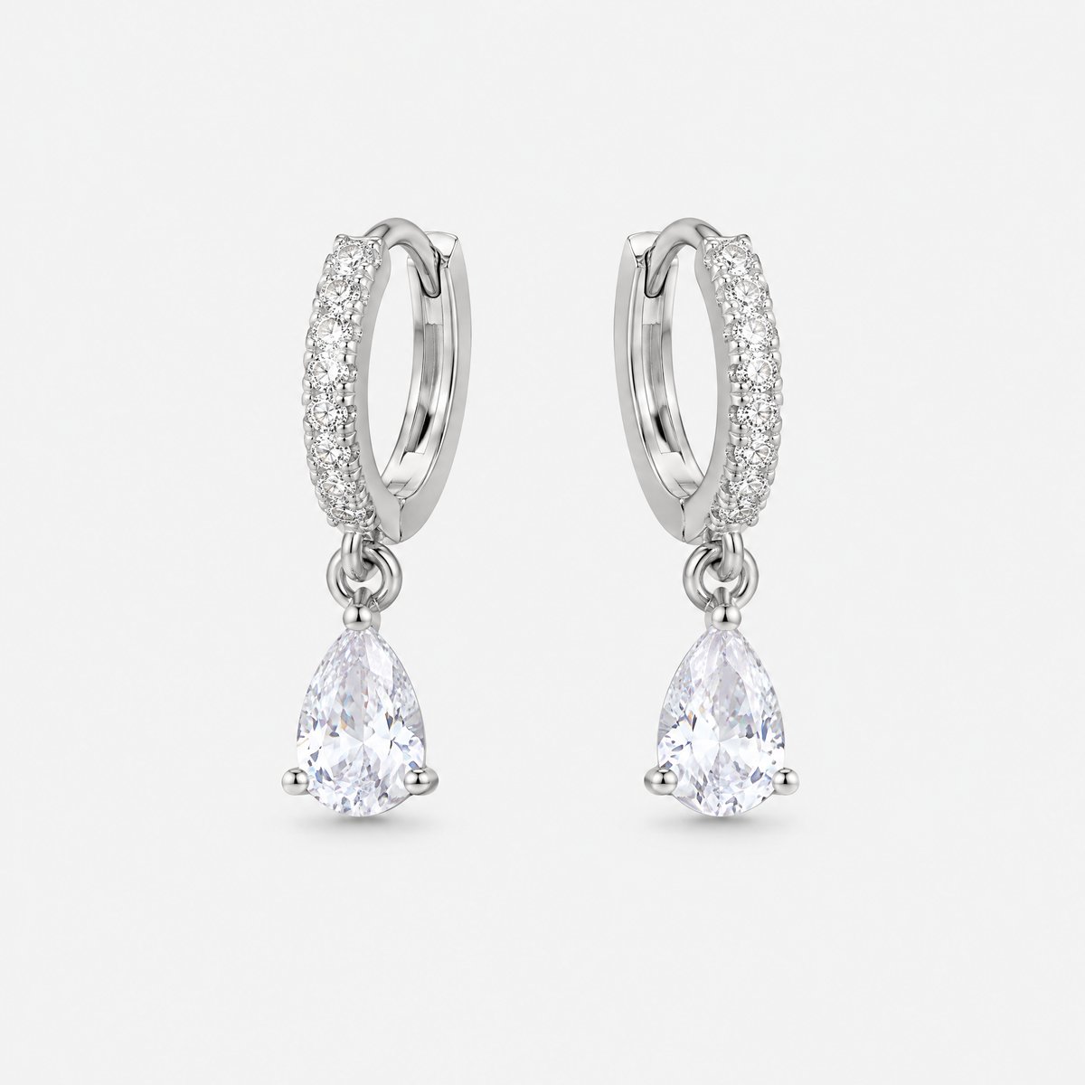 Celine Silver Crystal Hoop Earrings