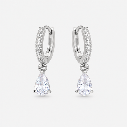 Celine Silver Crystal Hoop Earrings