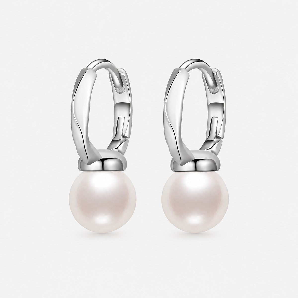 Willa Silver Pearl Hoop Earrings