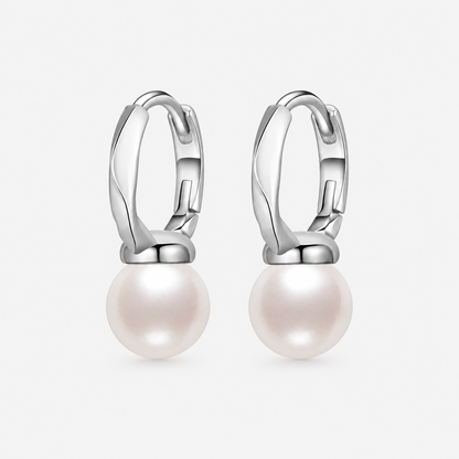 Willa Silver Pearl Hoop Earrings