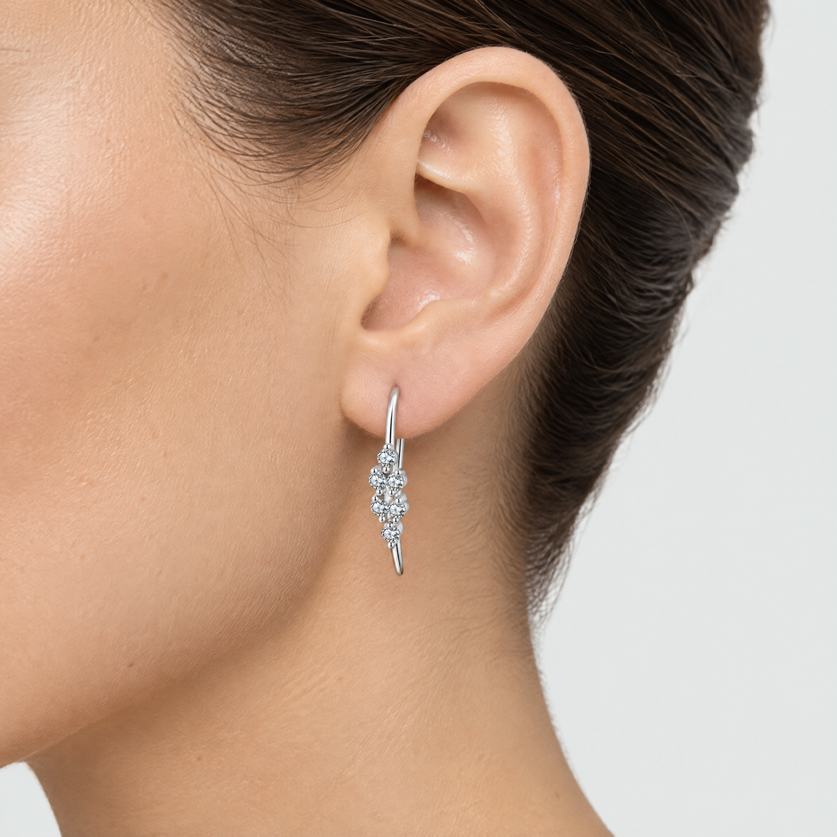 Coralie Crystal Cluster Earrings - Silver
