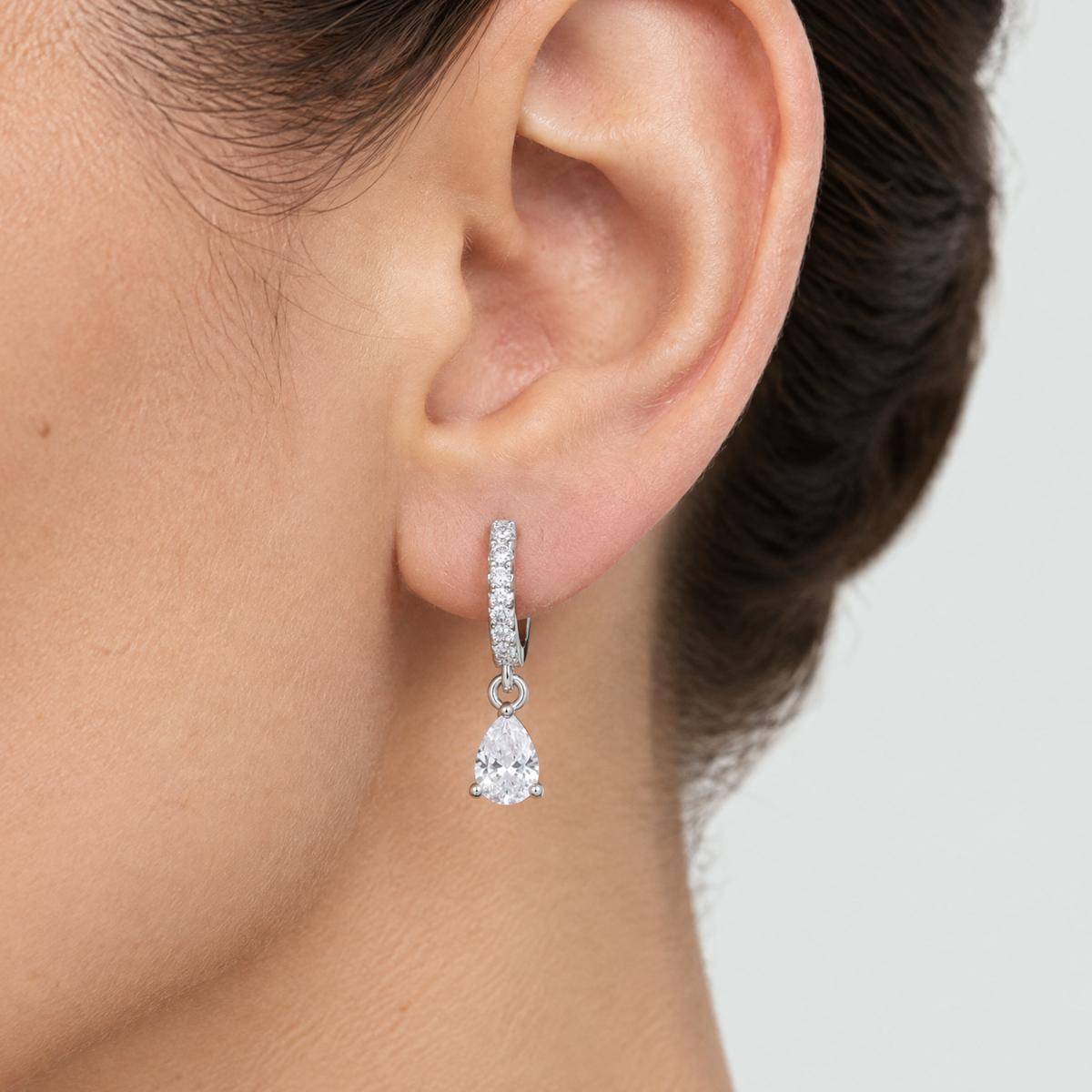 Celine Silver Crystal Hoop Earrings