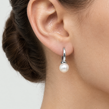 Willa Silver Pearl Hoop Earrings