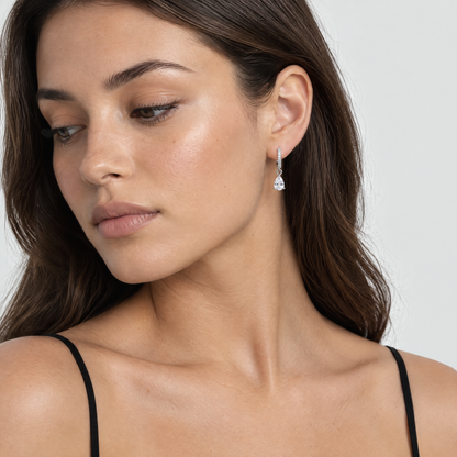 Celine Silver Crystal Hoop Earrings