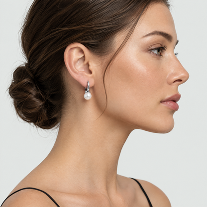 Willa Silver Pearl Hoop Earrings