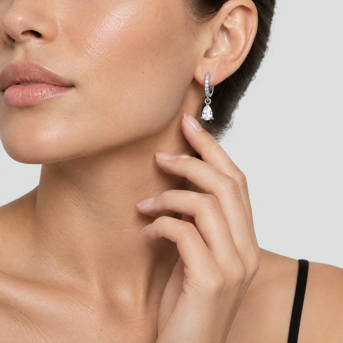 Celine Silver Crystal Hoop Earrings