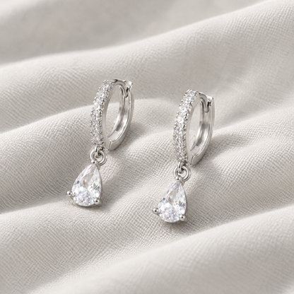 Celine Silver Crystal Hoop Earrings