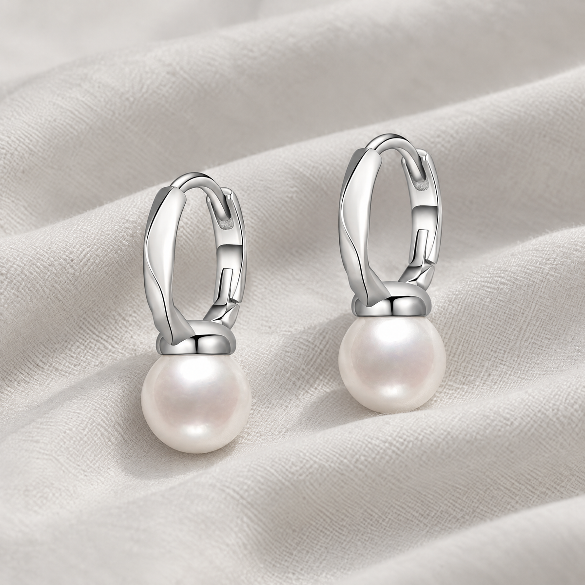 Willa Silver Pearl Hoop Earrings