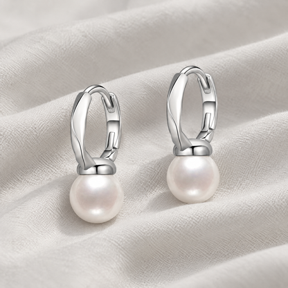 Willa Silver Pearl Hoop Earrings