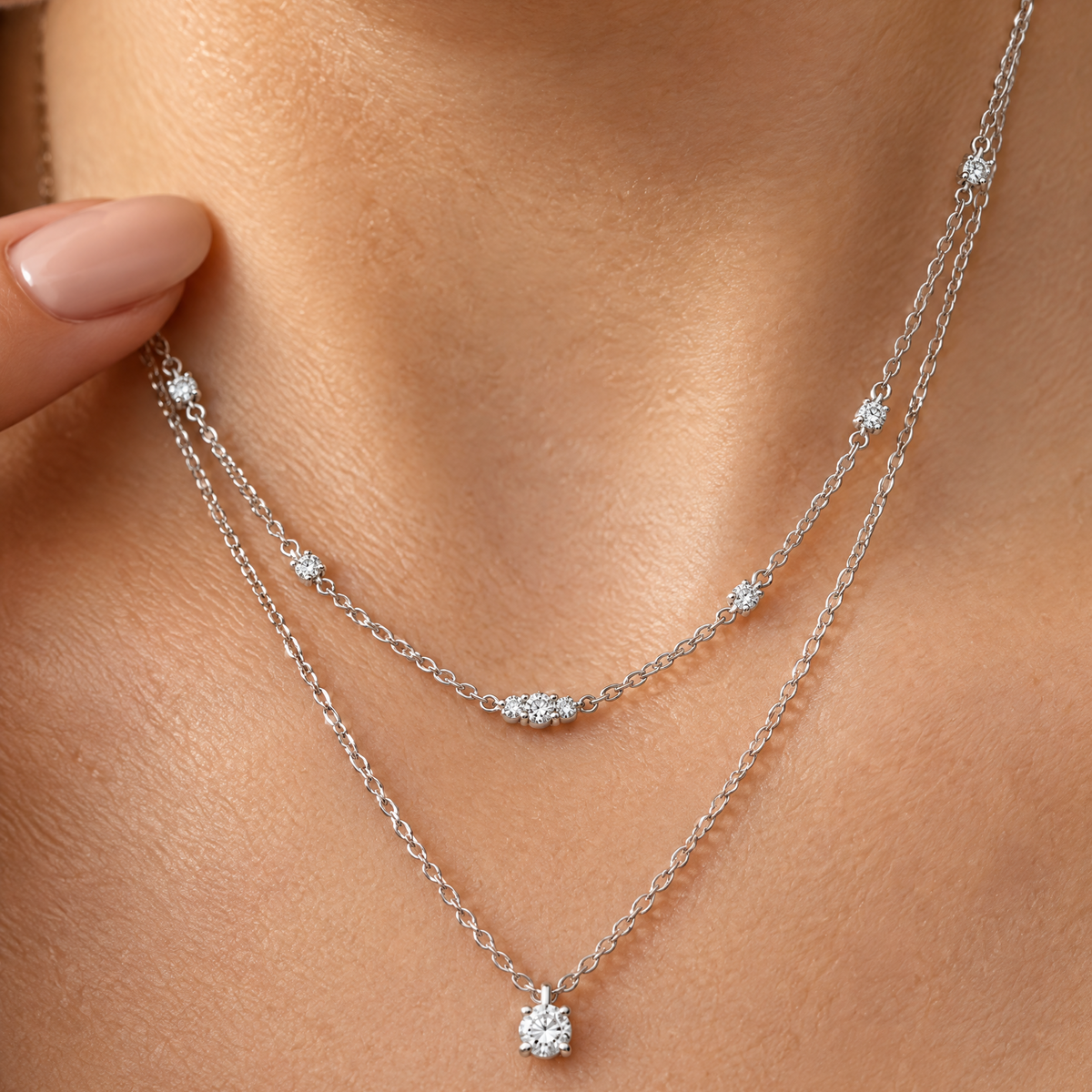 Ivy Silver Pendant Necklace Set