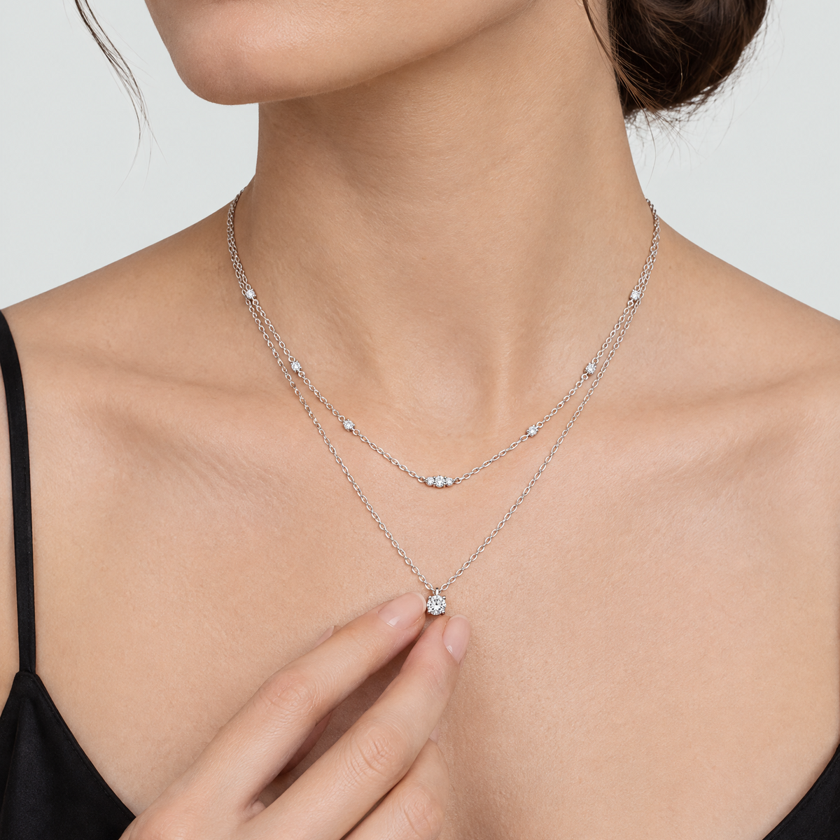Ivy Silver Pendant Necklace Set