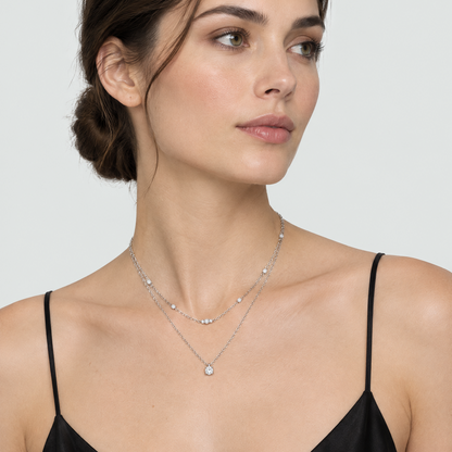 Ivy Silver Pendant Necklace Set
