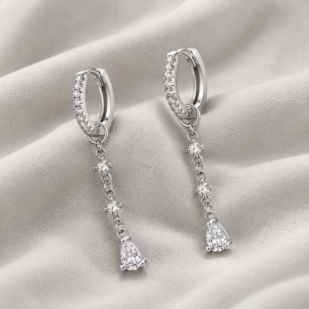 Talia Silver Crystal Drop Earrings